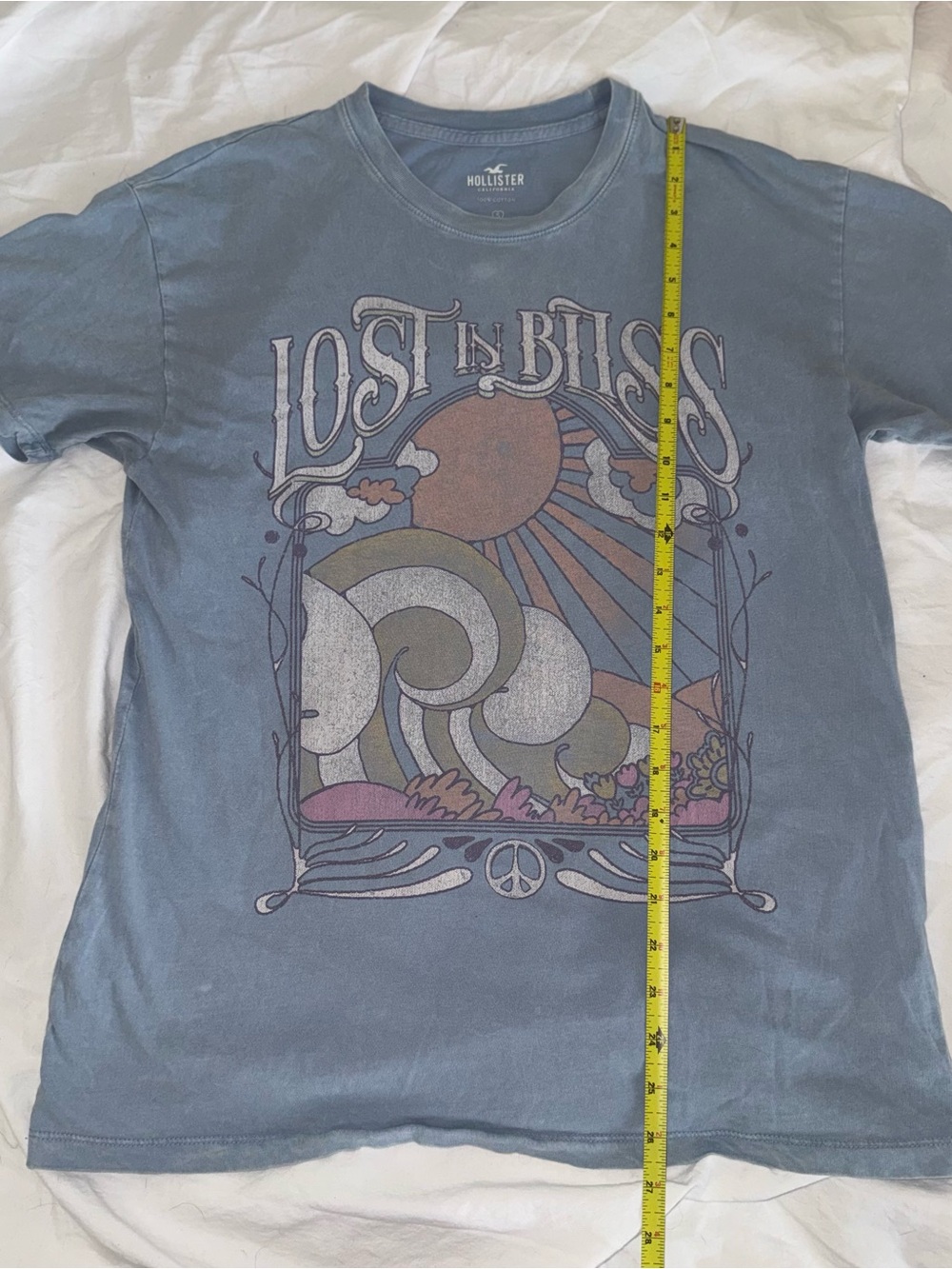 Hollister 100% Cotton ‘Lost in Bliss’ Light Blue Oversized Graphic Tee - S - Picture 6 of 9